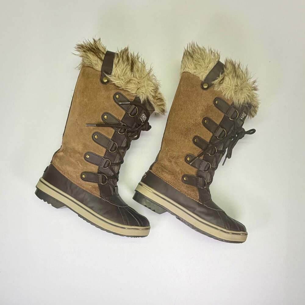 Khombu Women's Nordic 2 Tall Winter Boots, Brown Faux Fur Leather & Man-made Siz - Picture 5 of 13